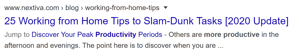A title tag with both dates and numbers