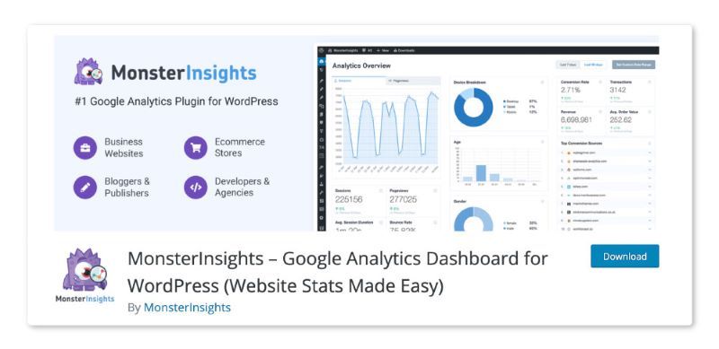 Monster Insights makes your work easy to integrate Google Analytics with WordPress.